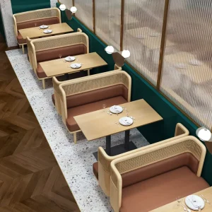 Nordic Multifunctional Restaurant Table and Chair Combination Simple Western Restaurant Bench Cafe Booth Solid Wood Sofa