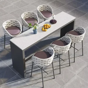 Nordic Outdoor Bar Chair High End Modern Design Stool Aluminum Alloy for Home Hotel Villa Dining