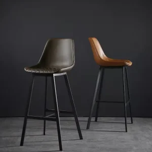 Nordic PU Modern Bar Stool Chair with Metal Legs for Home Hotel Living Room and Bedroom Furniture