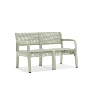 Nordic Rattan Look Plastic 2 Seater Sofa Outdoor Leisure Bench Balcony Patio Waterproof Sunproof Double Chair