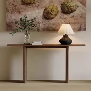 Nordic Retro Modern Narrow Solid Wood Console Table for Living Room Dining Hotel Bedroom Use in Home Villa