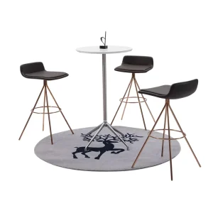 Nordic Retro Steady Bar Stool PU Leather Upholstered Counter Chair Fixed Metal Legs Modern Outdoor Gym Home Bar Dining Living