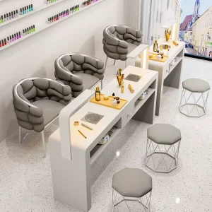 Nordic Rock Plate Nail Table and Chair Set Combination Iron Art Single Double Nail Shop Nail Desk