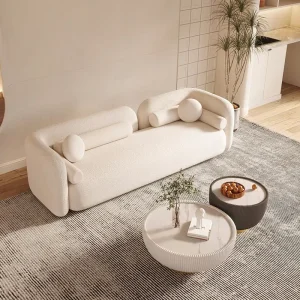 Nordic Simple Modern Light Luxury Lamb Fleece Fabric Sofa 2 Seater 3 Seater 4 Seater High End Living Room Sectional Fabric Sofa