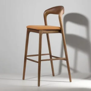 Nordic Solid Wood Bar Chair Home Log Backrest High Stool Modern Simple Bar Chair Creative Ash Wood Bar Chair
