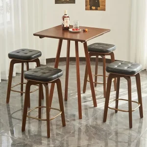 Nordic Solid Wood Bar Chairs High Bar Stools Medieval Simple Modern Backrest Home Light Luxury Retro Bar Chairs