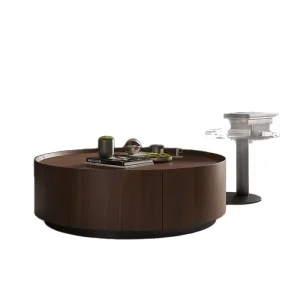 Nordic Solid Wood Coffee Table Set for Living Room Household Use Round Designer Light Luxury