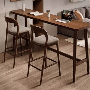 Nordic Solid Wood Fabric Home Bar Chair High Stool Modern Simple Reception Armchair Steady Luxury Kitchen