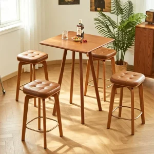 Nordic Solid Wood High Bar Stools Modern Backrest Dining Hotel Light Luxury Retro Bar Chairs