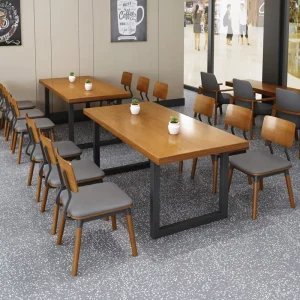Nordic Solid Wood Restaurant Cafe Dessert Shop Table Chair Sets with Booth Sofas for Milk Tea Shops & Hotels