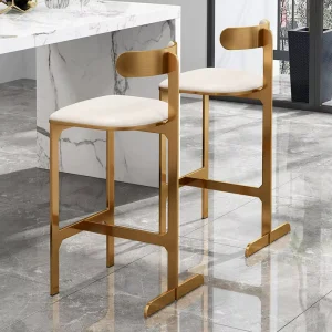 Nordic Stainless Steel Bar Stool Customizable Non Foldable High Foot for Restaurant Hotel Cafe