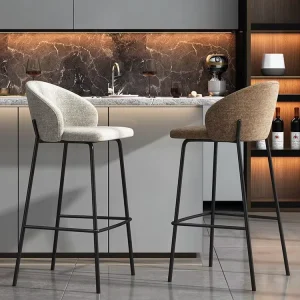 Nordic Style Attractive Design Iron Solid Frame Comfortable Cushion Modern Bar Stool Bar Chairs for Kitchen