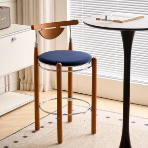 Nordic Style Bar Stool Solid Wood Frame Stable Design for Kitchen Counter Home Cafe Hotel and Commercial Leisure Seating