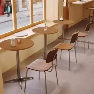 Nordic Style Cafe Tables and Chairs for Milk Tea Shops Snack Bars Handcrafted From Iron Art Ocean Board Wood