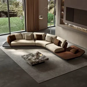 Nordic Style Cowhide Leather Combination Modular Design Sofa Direct Sales Project Supply Foshan Factory Supply