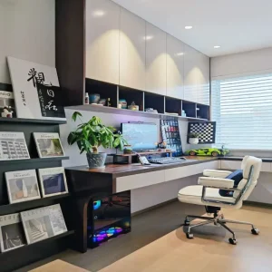 Nordic Style Custom Computer Desk Bookcase With Closed Drawers for Small Apartment Home Office Study Room Furniture