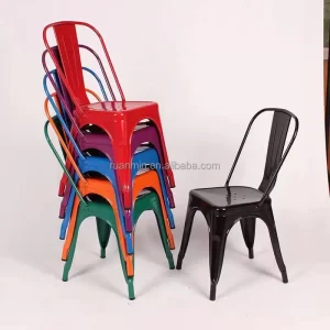 Nordic Style Industrial Iron Black Metal Chairs Cafe Metal Industry Chairs Backrest Stacked Colours Outdoor Chair