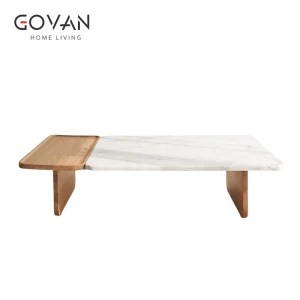 Nordic Style Marble and Solid Wood Coffee Table Suitable for Home Reception Areas and Hotels