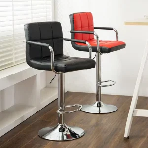 Nordic Style Metal Bar Stool Adjustable Height Counter Chair with Armrest for Restaurant Cafe Kitchen