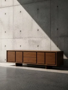 Nordic Style Mid Century Retro TV Storage Cabinet High Foot Bed End Charcoal Black Walnut Home Furniture