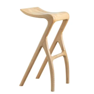 Nordic Style Modern Minimalist Solid Wood Bar Stool for Dining Reception Counter Home Use Light Luxury Casual Customizable Stool