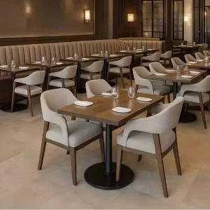 Nordic Style Rectangle Cafe Table Set Modern Solid Wood Restaurant Table and Chair Set for Coffee Shop Cafeteria