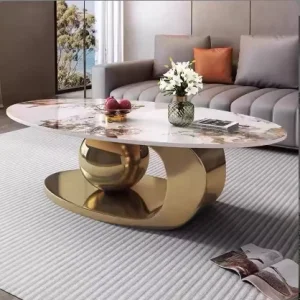 Nordic Style Simple and Minimalist Modern Oval Tea Table Stainless Steel for Household Living Room Furniture