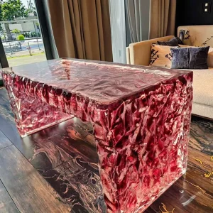 Nordic Transparent Resin Handmade Durable Multipurpose Island Bar Dining Table Integrated Glowing Crystal Centerpiece Furniture