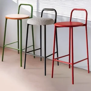 Nordic Trendy Luxury Square Bar Chair with Backrest for Home Island Table Outdoor High Stool