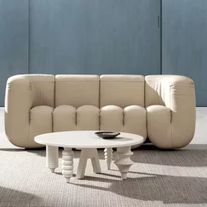 Nordic U Shaped Extendable Modular 3 Seater Sofa Set by Italian Designer Retro Black Leather for Boutique Hotels