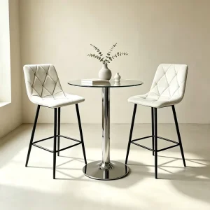 Nordic Velvet Bar Stool Upholstered Bar Chair with Diamond Tufted Backrest for Home Hotel Cafe Bar