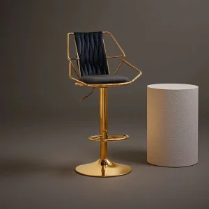 Nordic Velvet Bar Stools with Rotatable Height Adjustable Durable Metal Base
