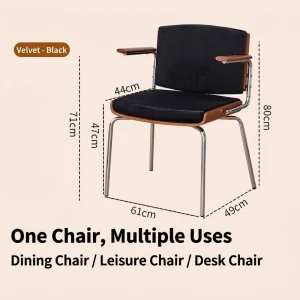 Nordic Vintage Hotel Restaurant Luxury Dining Chair Living Room Metal Frame Fabric Leisure ArmChair Furniture