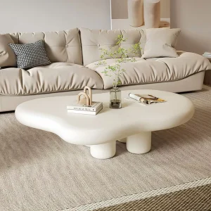 Nordic White Curved Coffee Table Irregular Postmodern Household Table