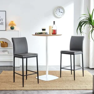 Nordic style Modern Minimalist Leather Gray bar Stools