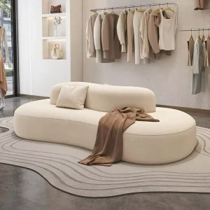 Nordic style One Seat Creative No Assembly Double Sided Curved Sofa Creamy Style Modern Hotel Lounge Areas Clothing Stores