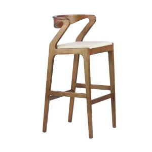 Nordic style Vintage bar Stool Light luxury Backrest High Stool White Ash Solid Wood bar Counter Chair Caf High bar Stool