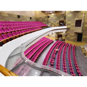 Norler Theater Auditorium Chair with Wooden Writing Pad Modern Fabric Foldable Electric Recliner School Commercial Use