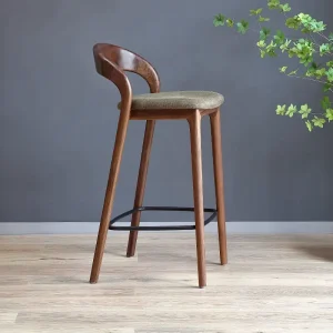 North American Black Walnut Eco-Friendly Ergonomic Backrest Modern Bar Stool High Chair for Home Bar and Dining