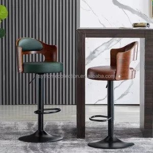 Northern Europe High end Restaurant bar Stools Retro American Luxury Counter Island Bar Chairs Modern Nordic Style High Chairs