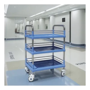 Nurse Emergency Room Multi size Steel Plastic Blue Lightweight Hospital Furniture Multifunctional Portable Mobile Trolley