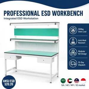 ODM Anti Static ESD Workbench with Backboard Shelf Drawer LED Lighting Electronics Repair Laboratory Workstation