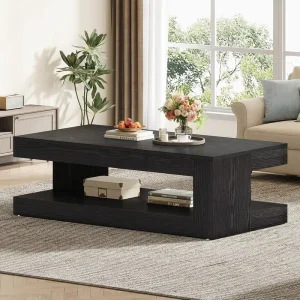 ODM OEM Factory Bedroom Dresser Living Room 47.24 Inch Farmhouse 2 Tier Accent Center Coffee Cocktail Table Storage