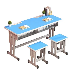 OEM Adjustable Classroom Desk and Chair Set Long Lasting High School Furniture Anti Slip Double Seats Metal Tables Manufacturers
