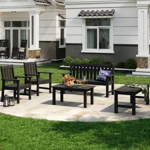 OEM Customized Plastic Wood Outdoor Table Faux Wood Grain Dining Table for Hotel and Resort