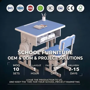 OEM Efficient Quick Assembly Classroom Desk Table and Chairs Practical Classroom Adjustable Height Multi Functional Study Table
