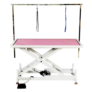 OEM Electric Lifting Square Pet Grooming Table Non Slip Hair Free Top Stainless Steel Arm Dog Cat Salon Bath Trimming Table CE