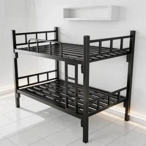 OEM Export Black Metal Bunk Bed Iron Keel Boltless Quick Assembly Wire Mesh Base Anti Rust Powder Coated Modern Design Full Size