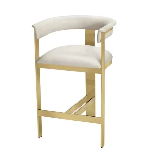 OEM Factory Direct Sales in China Luxury Leather Counter Bar Stool with Stainless Steel Frame