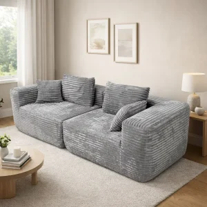OEM Factory Modern Italian Style Square Upholstered Fabric Sofa Set for Living Room Compress Roll up Packing in Box
